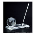 crystal pen holder with crystal 3D world map model for desk decoration